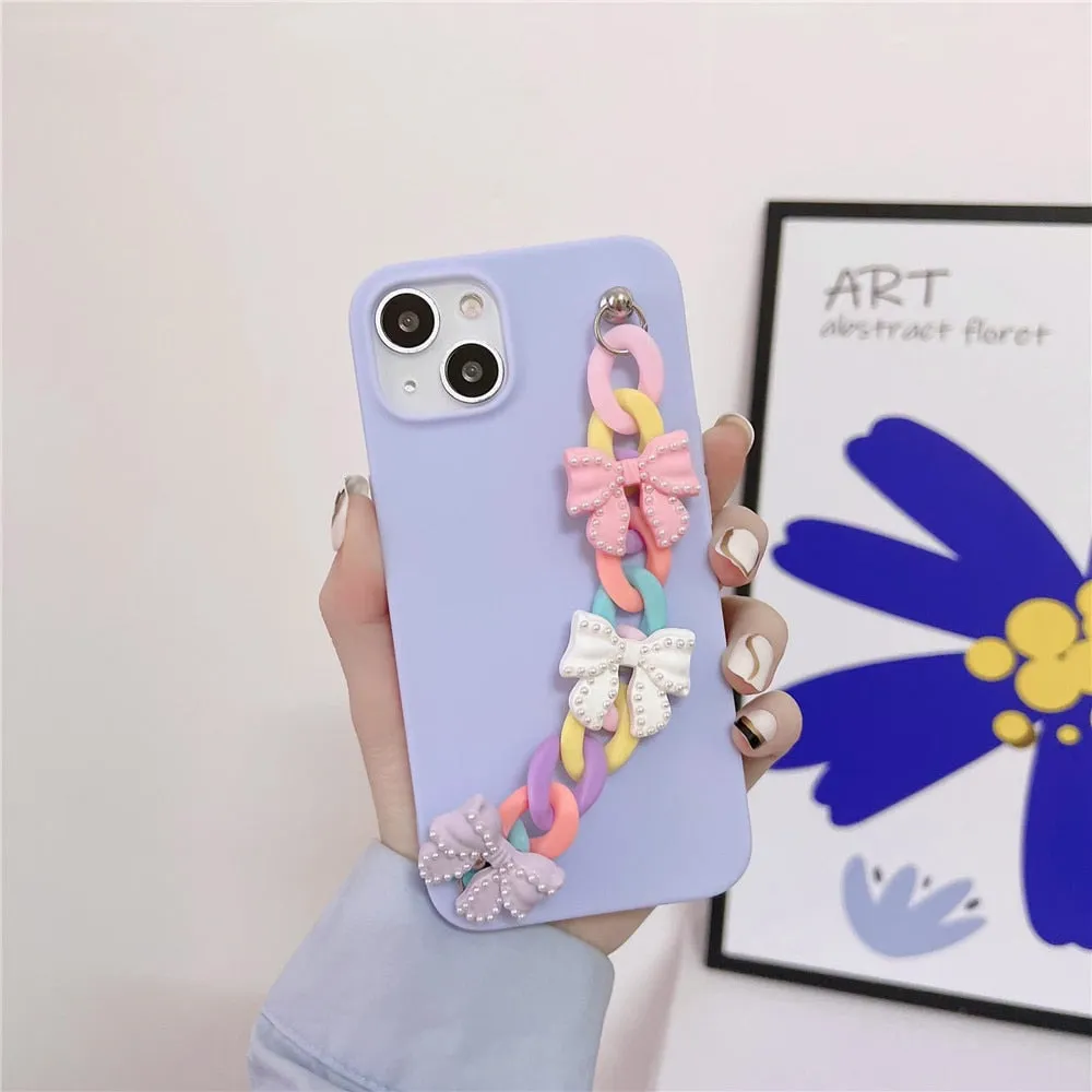 Anymob iPhone White Bracelet Phone Case Mini Colorful Chain Soft Silicon Cover
