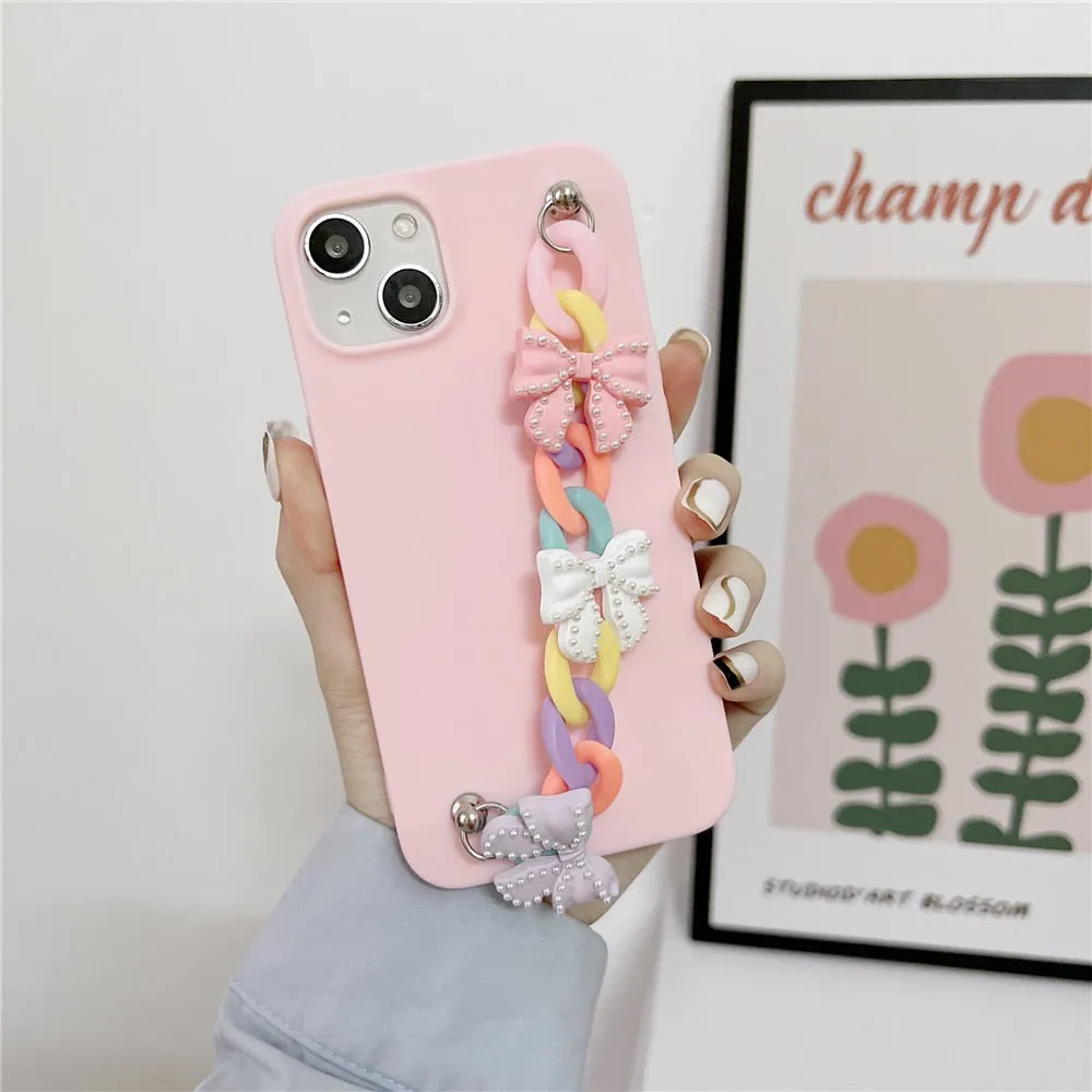 Anymob iPhone White Bracelet Phone Case Mini Colorful Chain Soft Silicon Cover