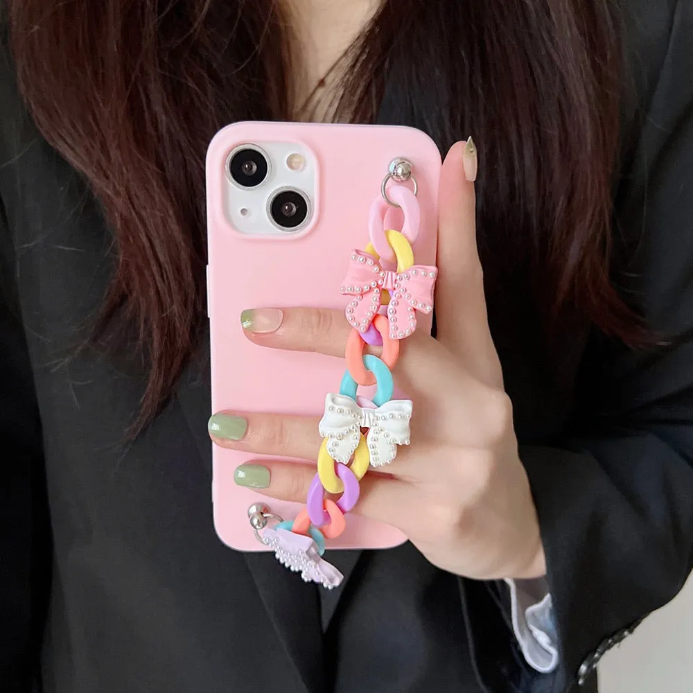 Anymob iPhone White Bracelet Phone Case Mini Colorful Chain Soft Silicon Cover