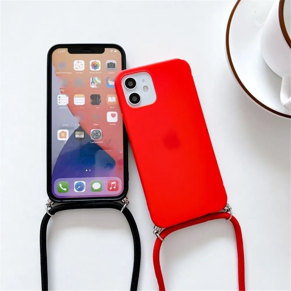 Anymob iPhone White Crossbody Necklace Strap Lanyard Cord Phone Case Silicone Cover