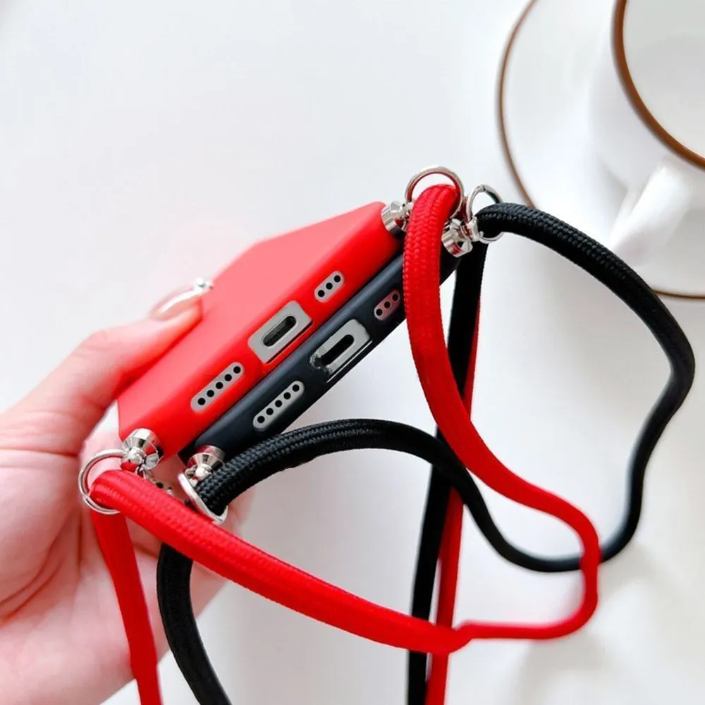 Anymob iPhone White Crossbody Necklace Strap Lanyard Cord Phone Case Silicone Cover