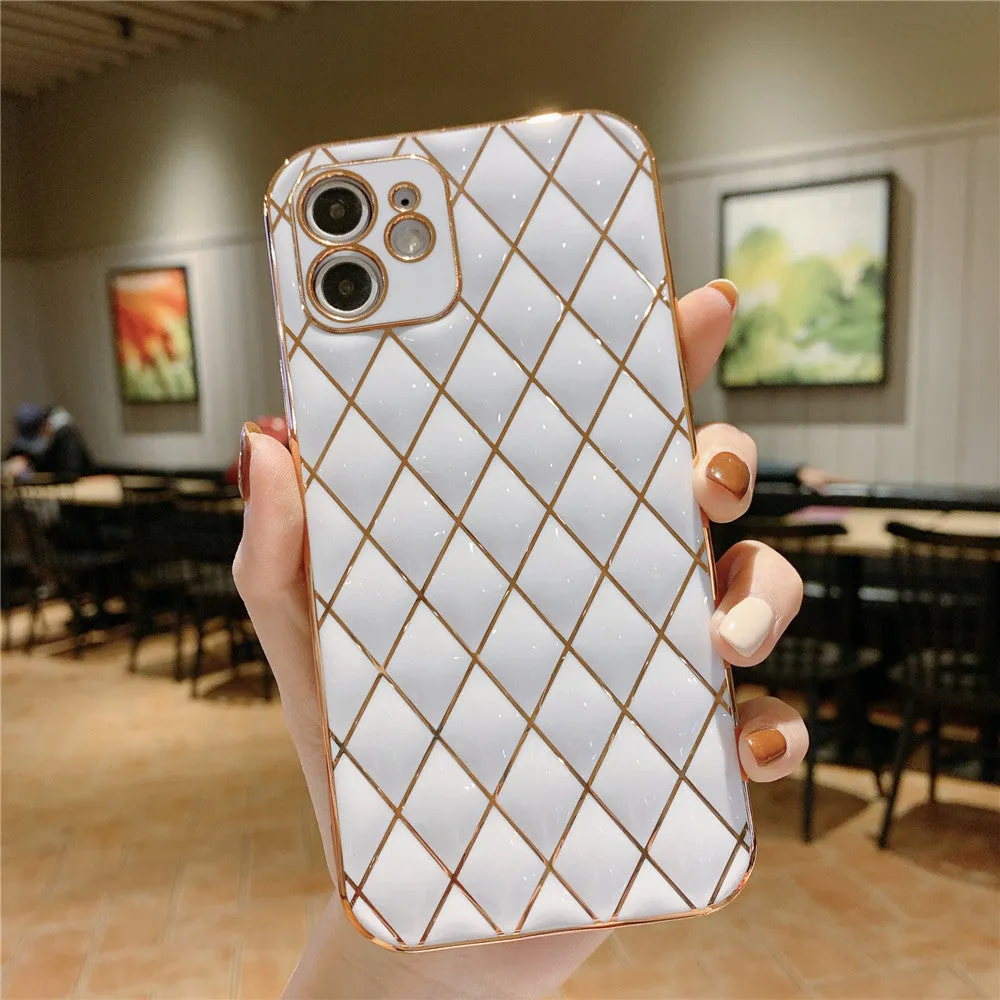 Anymob iPhone White Electroplated Phone Case Soft Silicone Shockproof Back Cover