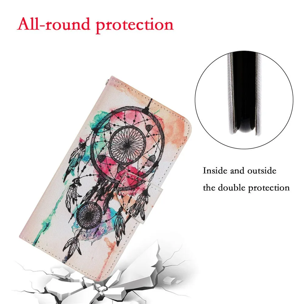 Anymob iPhone Wolf Painted Phone Case Magnetic Wallet Card slot Back Cover