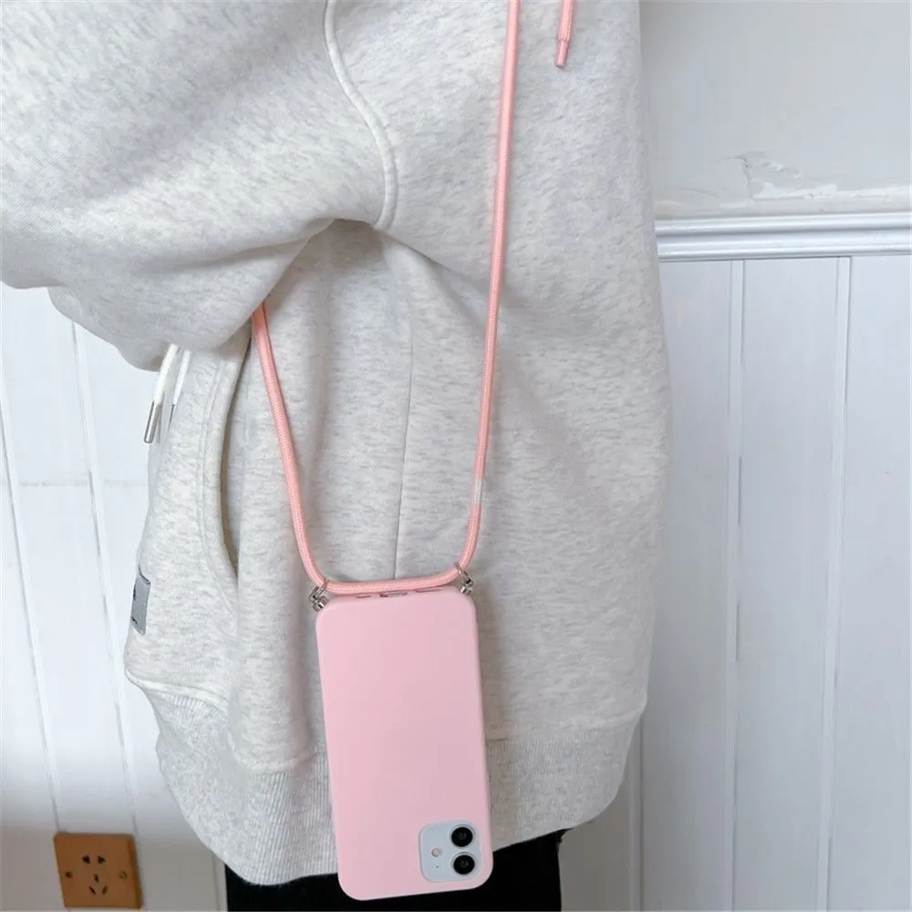 Anymob iPhone Yellow Crossbody Necklace Strap Lanyard Cord Phone Case Silicone Cover