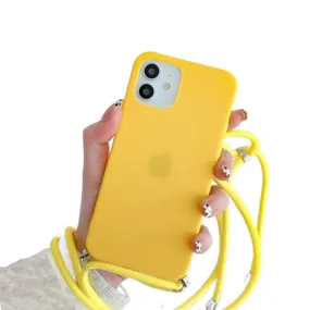 Anymob iPhone Yellow Crossbody Necklace Strap Lanyard Cord Phone Case Silicone Cover