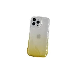 Anymob iPhone Yellow Gradient Clear Curly Wave Phone Case Shockproof Transparent Cover
