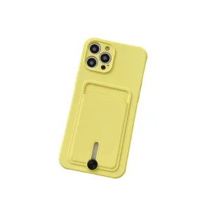 Anymob iPhone Yellow Wallet Card Holder Soft Silicone Phone Case Candy Color Shockproof Cover