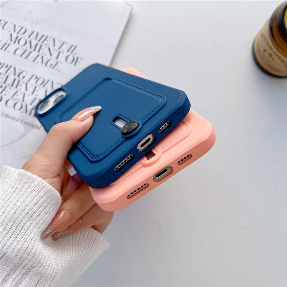 Anymob iPhone Yellow Wallet Card Slots Holder Case Soft Silicone Shockproof Cover