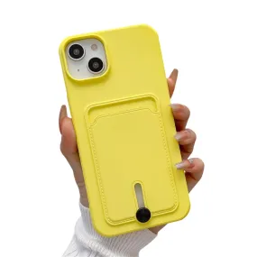 Anymob iPhone Yellow Wallet Card Slots Holder Case Soft Silicone Shockproof Cover
