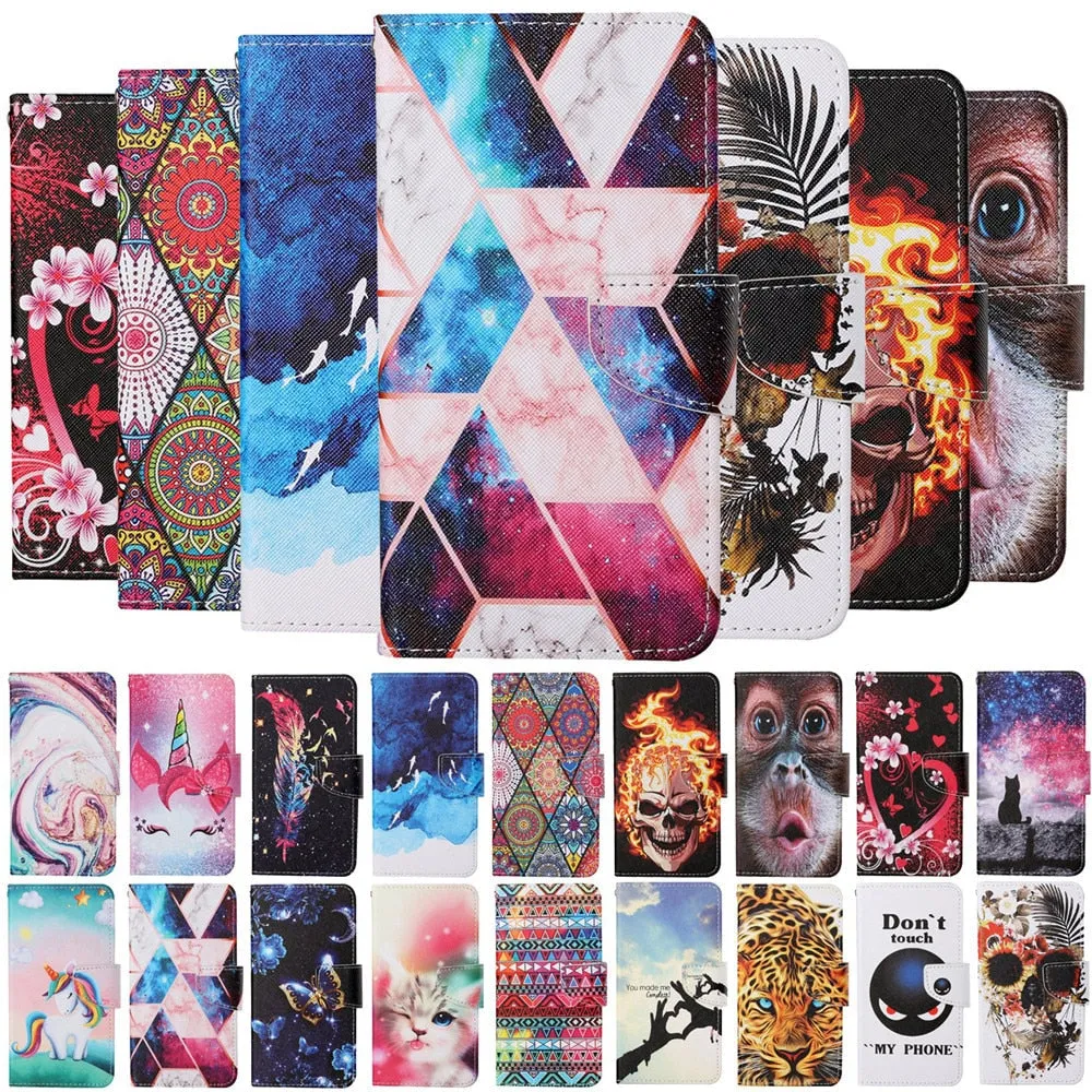 Anymob Samsung Angry Face Pattern Phone Case Magnetic Flip Leather Wallet Painted Cover