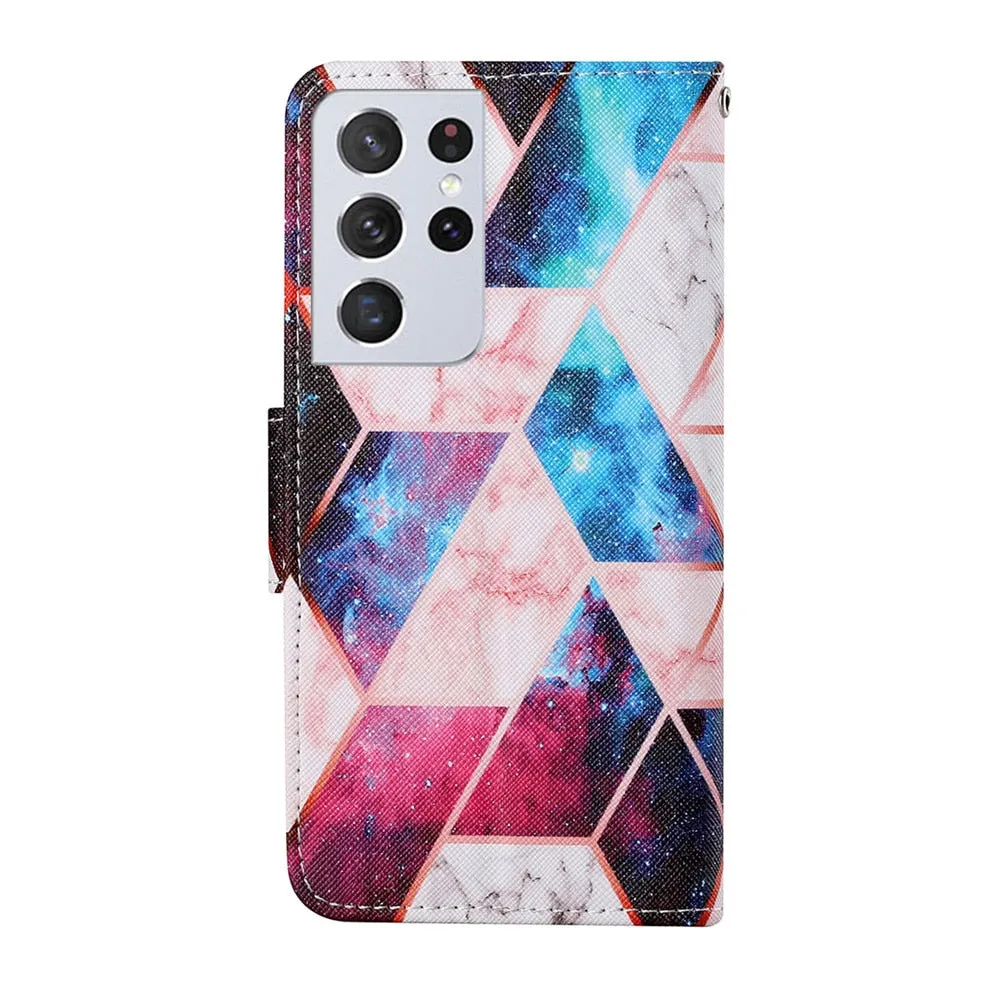 Anymob Samsung Angry Face Pattern Phone Case Magnetic Flip Leather Wallet Painted Cover