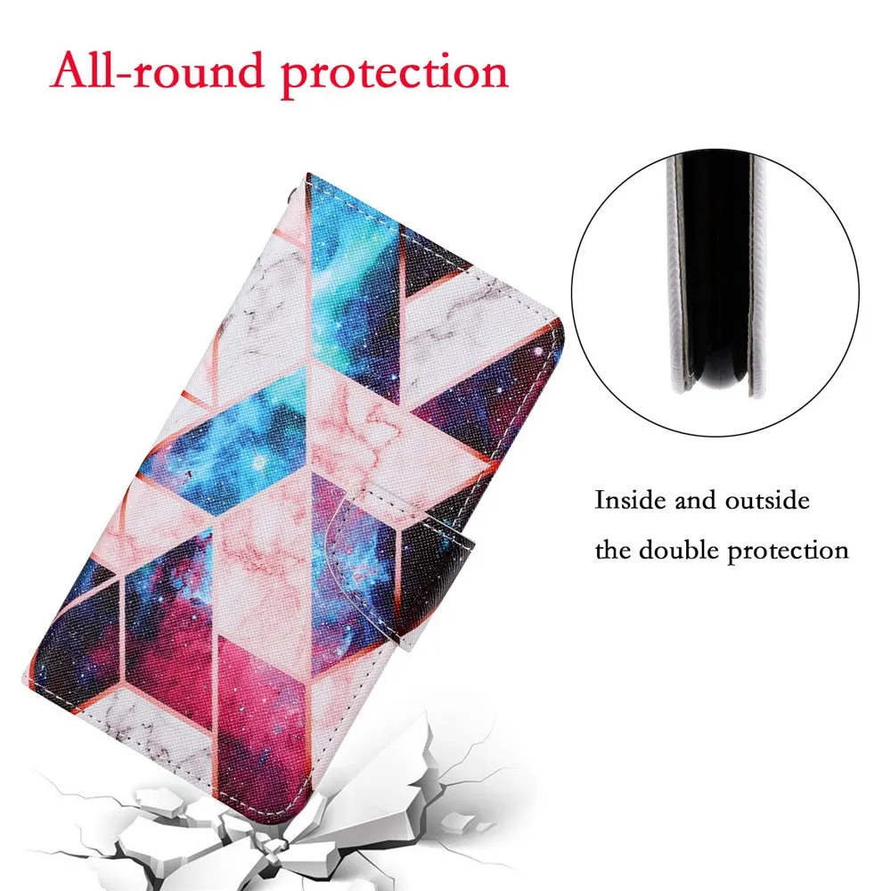 Anymob Samsung Angry Face Pattern Phone Case Magnetic Flip Leather Wallet Painted Cover