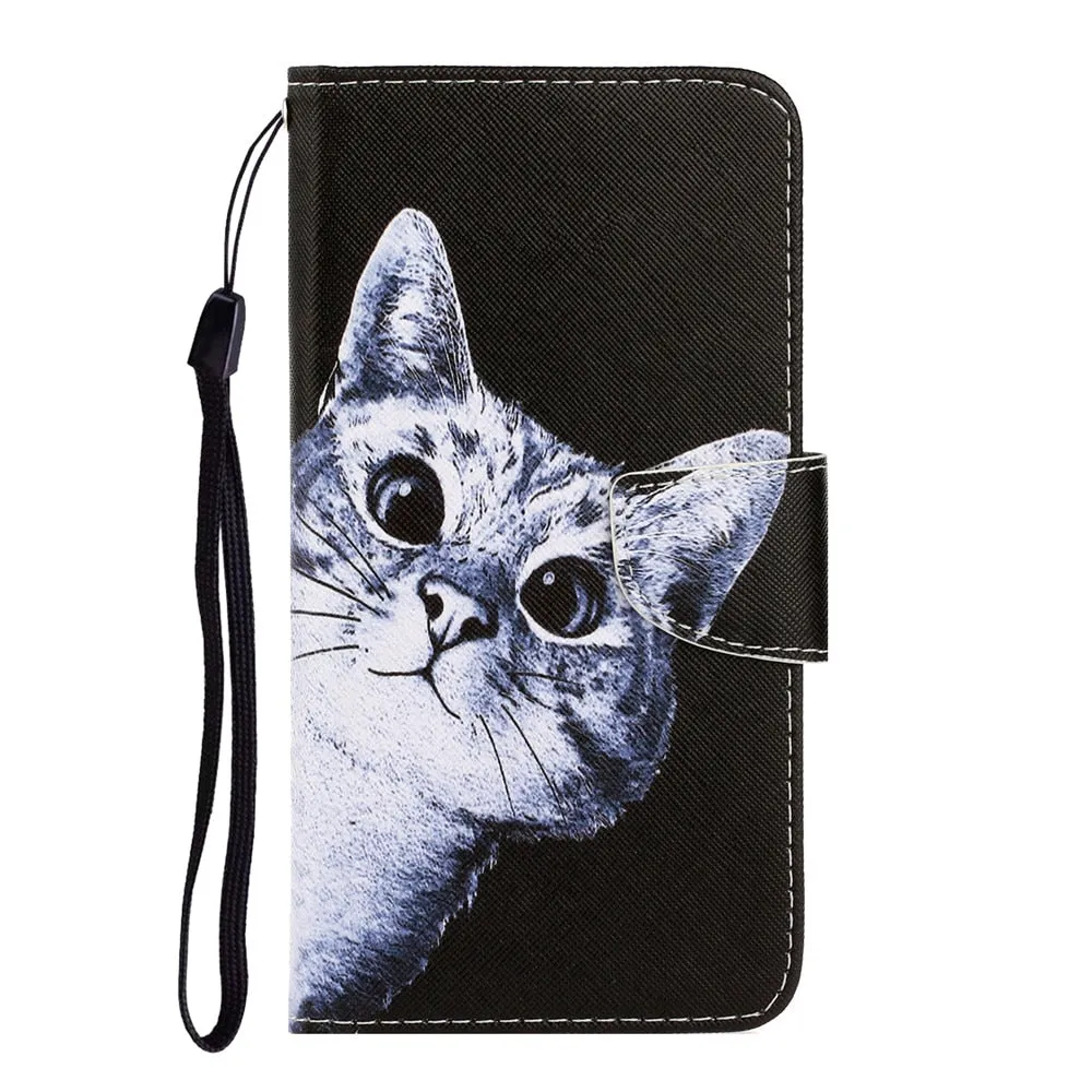 Anymob Samsung Black Cat Magnetic Flip Wallet Case Painted Leather Phone Cover