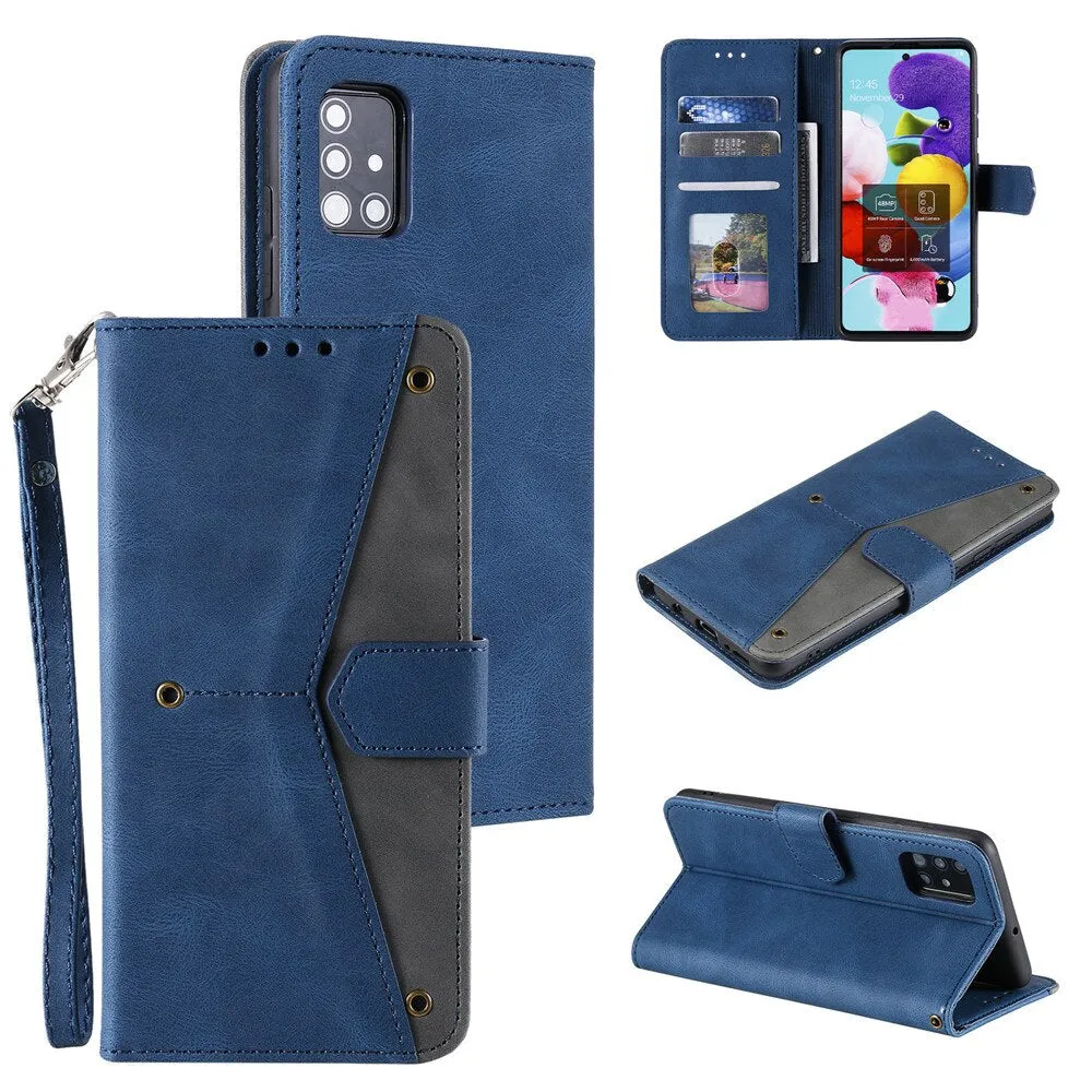 Anymob Samsung Black Splicing Flip Leather Case Card Slot Wallet Phone Cover