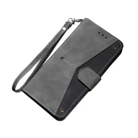 Anymob Samsung Black Splicing Flip Leather Case Card Slot Wallet Phone Cover