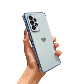 Anymob Samsung Blue With Blue Plating Silicon Case Love Heart Side Pattern Phone Cover