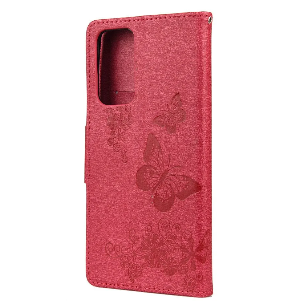 Anymob Samsung Brown Flip Phone Case Big Butterfly Leather Wallet Book Style Cover Shell