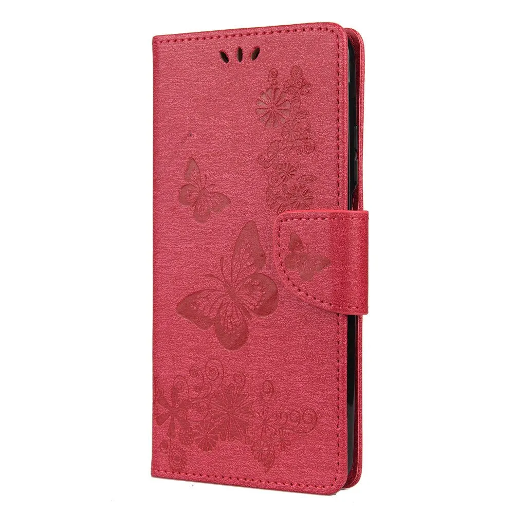 Anymob Samsung Brown Flip Phone Case Big Butterfly Leather Wallet Book Style Cover Shell