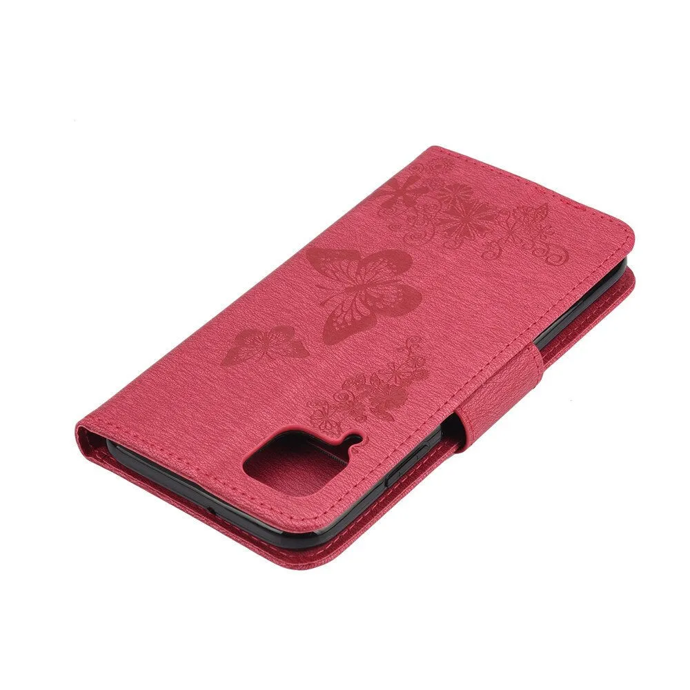 Anymob Samsung Brown Flip Phone Case Big Butterfly Leather Wallet Book Style Cover Shell
