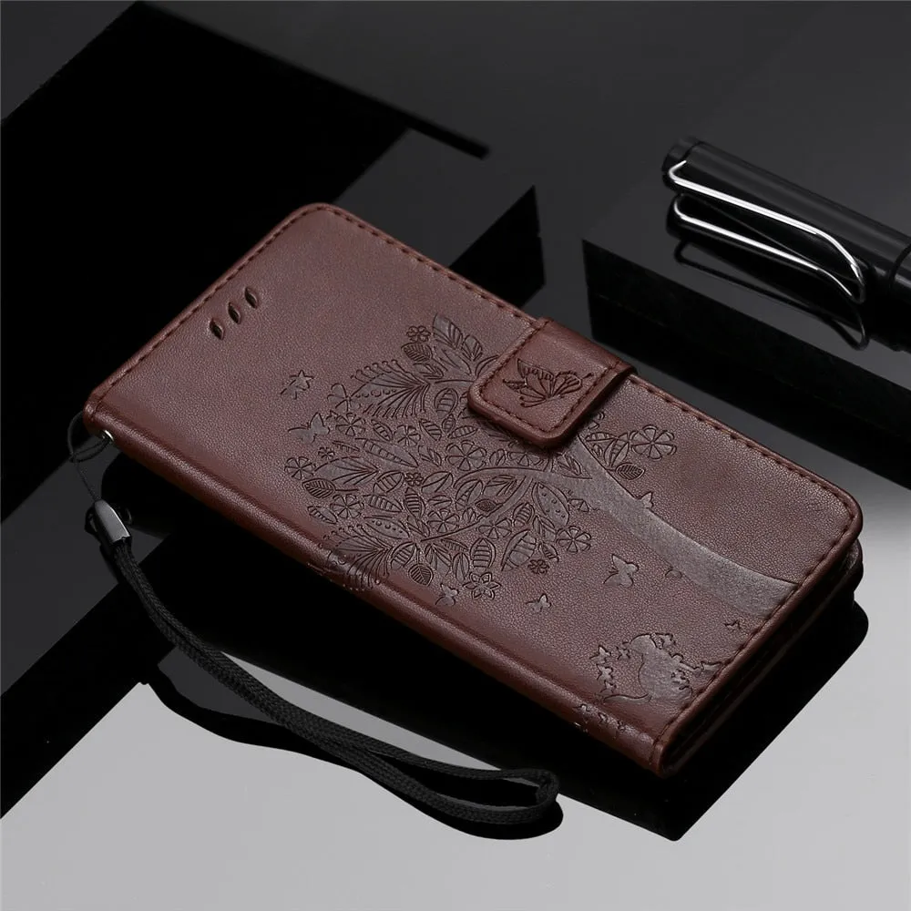 Anymob Samsung Brown Leather Flip Case Cover Phone Bag Shell Cover
