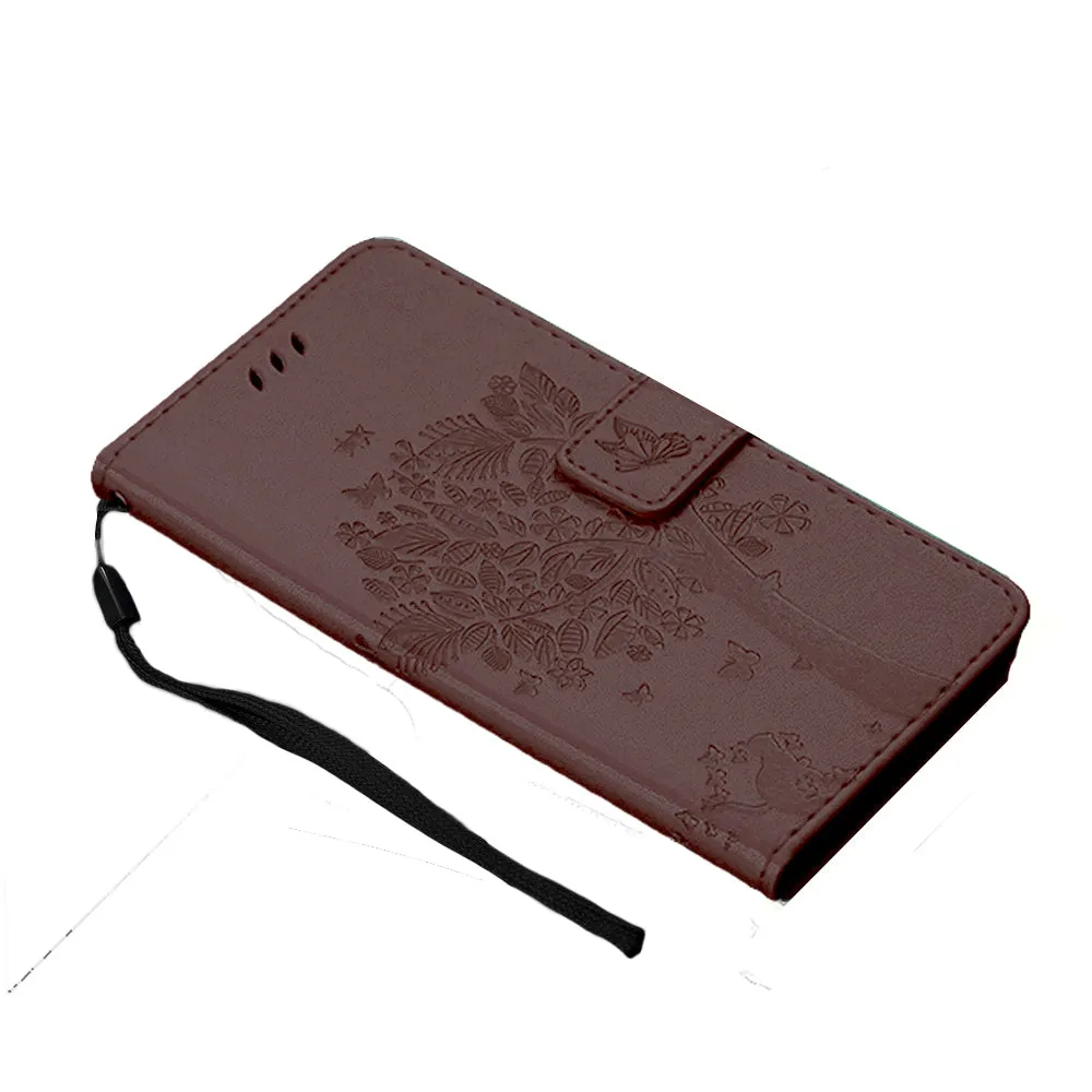Anymob Samsung Brown Leather Flip Case Cover Phone Bag Shell Cover