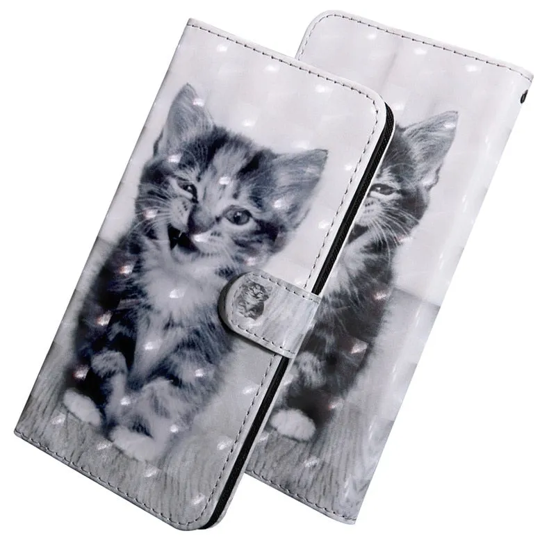 Anymob Samsung Brown Owl Leather Sparkling Case Wallet Flip Magnetic Cover