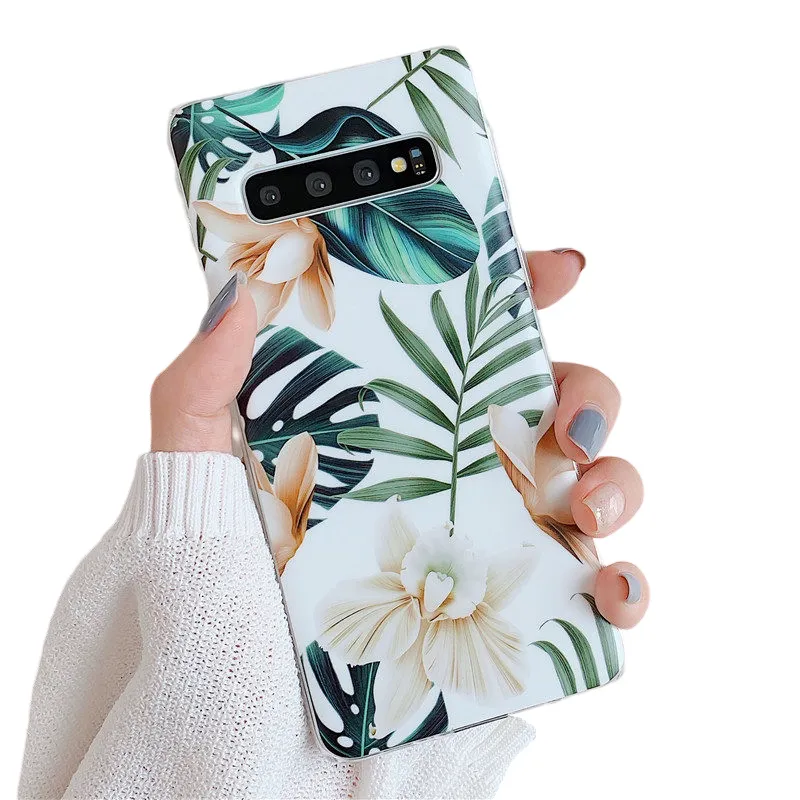 Anymob Samsung Case Green Floral Design Art Leaf Flower Silicon Without Holder Stand Phone Cover