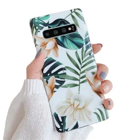Anymob Samsung Case Green Floral Design Art Leaf Flower Silicon Without Holder Stand Phone Cover
