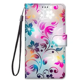Anymob Samsung Case Multicolor Flower Luxury Painted Flip Cute Playful Cat Wallet Phone Cover