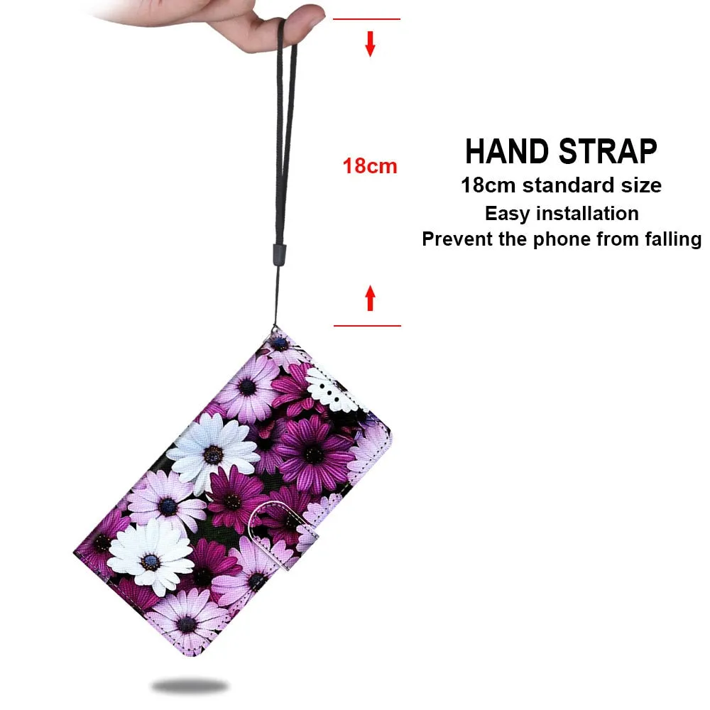 Anymob Samsung Case Multicolor Flower Luxury Painted Flip Cute Playful Cat Wallet Phone Cover