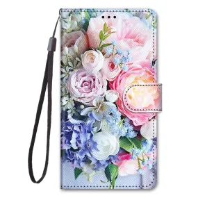 Anymob Samsung Case Multicolor Flowers Luxury Painted Flip Cute Playful Cat Wallet Phone Cover