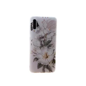 Anymob Samsung Case White Flower Vintage Relief Flower Phone Matte Soft Silicone Back Cover