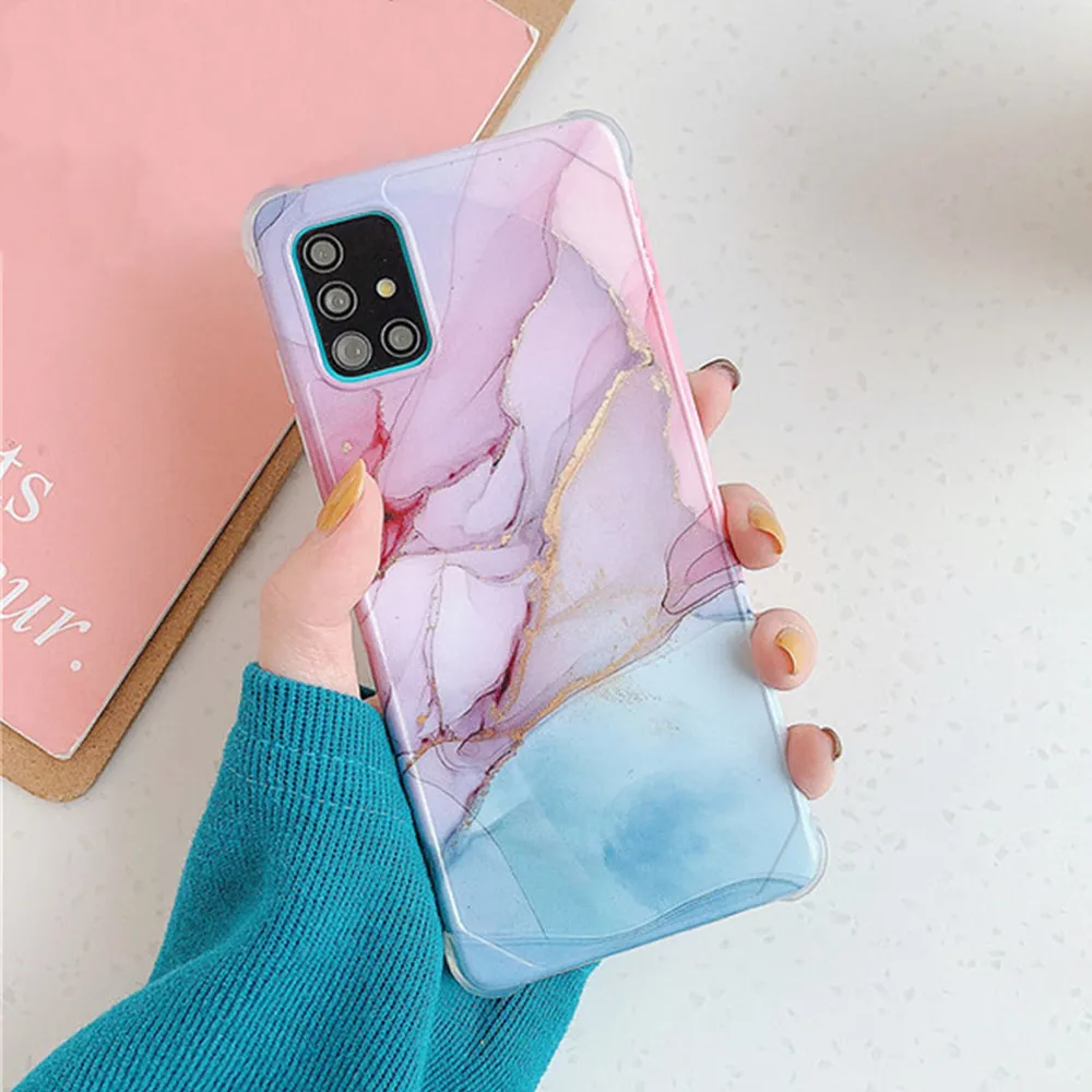 Anymob Samsung Gradient Ocean Blue Marble Phone Case Silicone Shockproof Cover