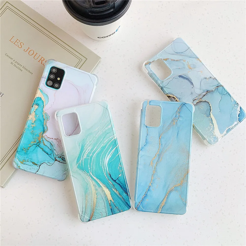 Anymob Samsung Gradient Ocean Blue Marble Phone Case Silicone Shockproof Cover