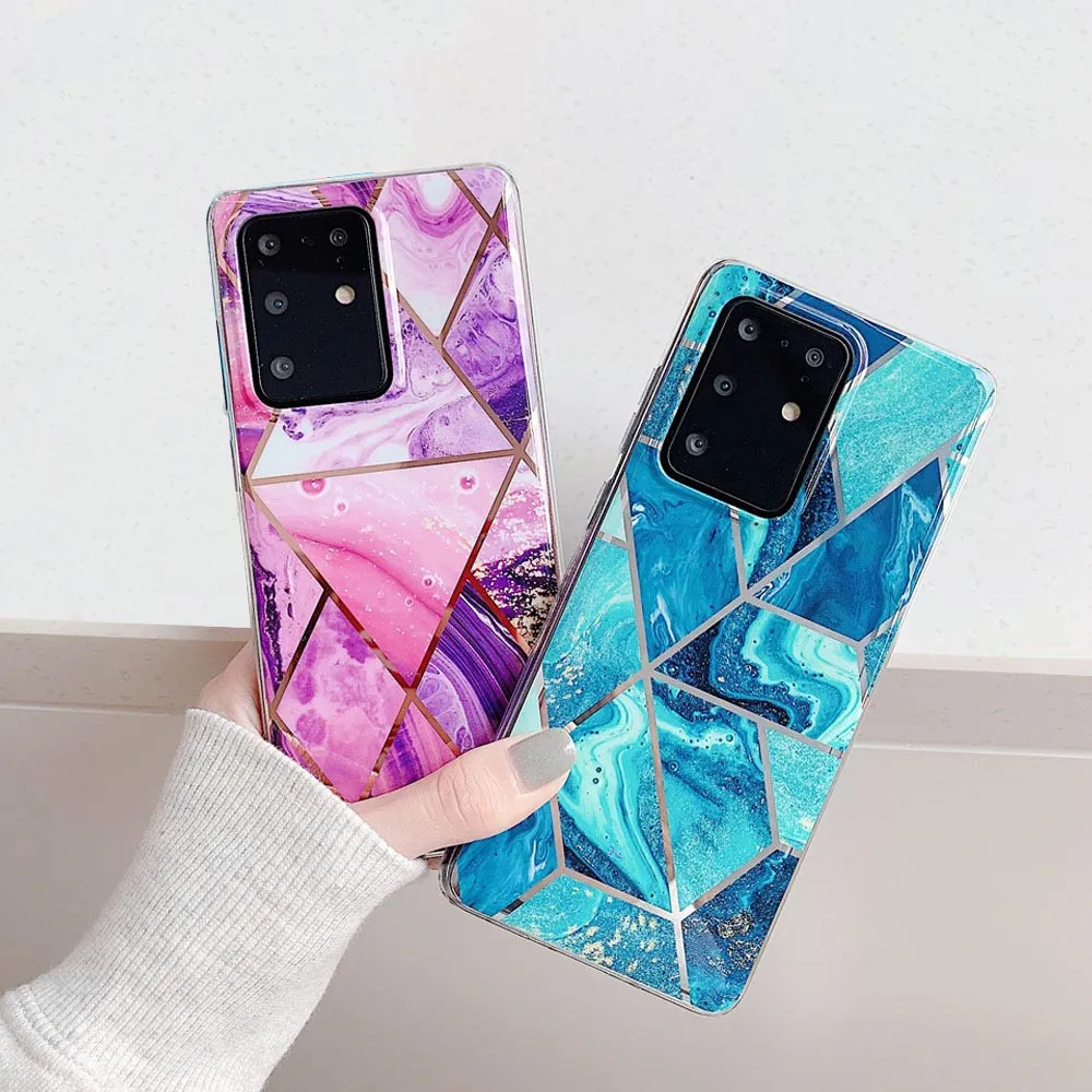 Anymob Samsung Gradient Pink Geometric Marble Phone Case Silicone Cover