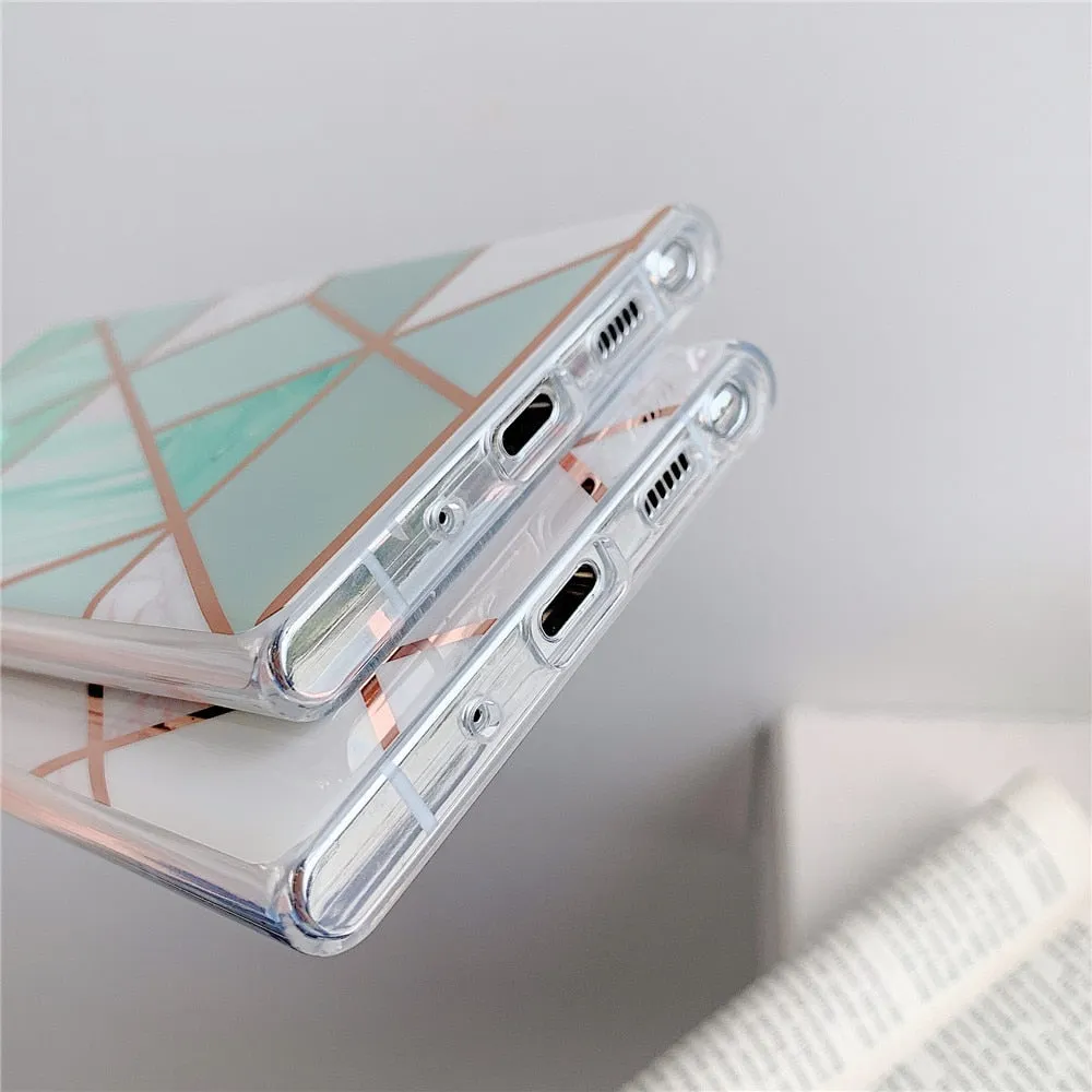 Anymob Samsung Gradient Pink Geometric Marble Phone Case Silicone Cover