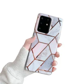 Anymob Samsung Gradient Pink Geometric Marble Phone Case Silicone Cover