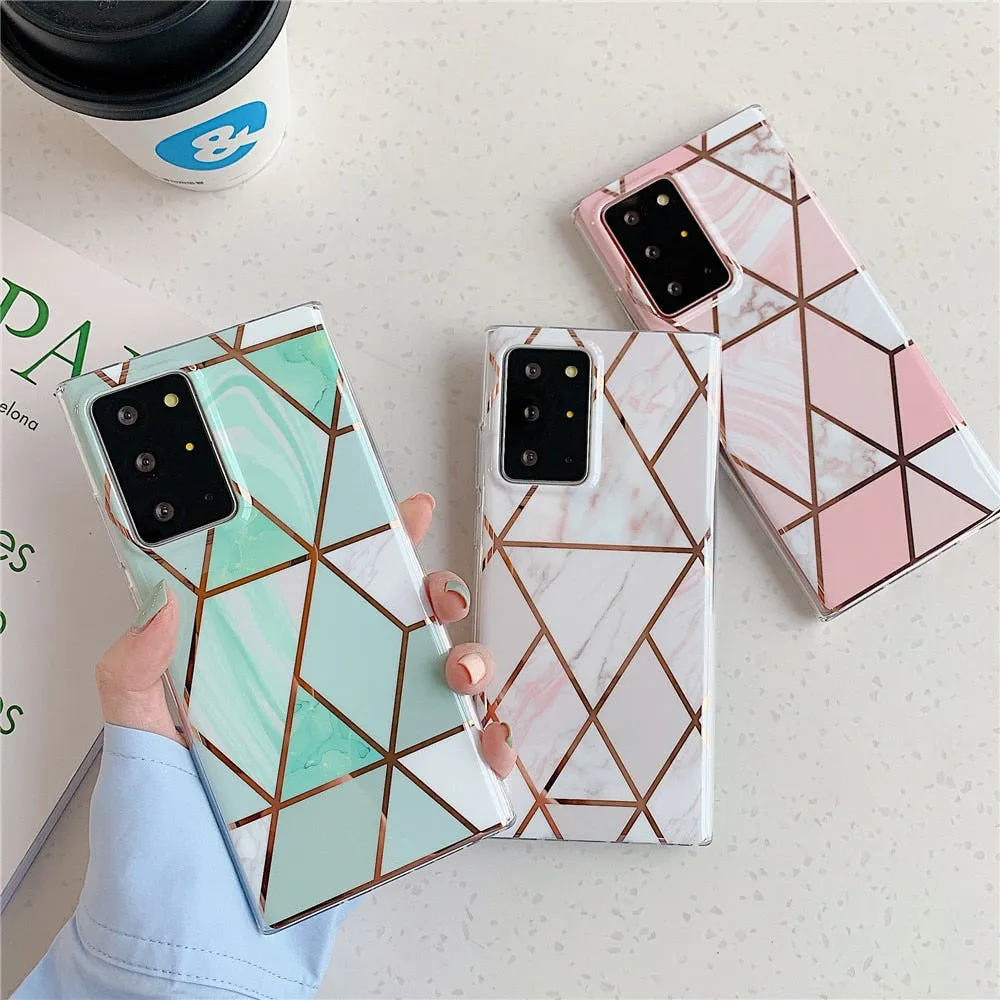 Anymob Samsung Gradient Pink Geometric Marble Phone Case Silicone Cover