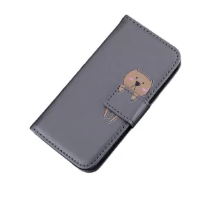 Anymob Samsung Gray Cat Flip Leather Case Wallet Phone  Cover