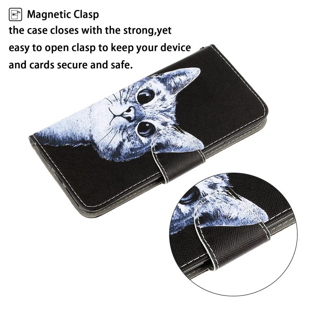 Anymob Samsung Invisible Cat Magnetic Flip Wallet Case Painted Leather Phone Cover