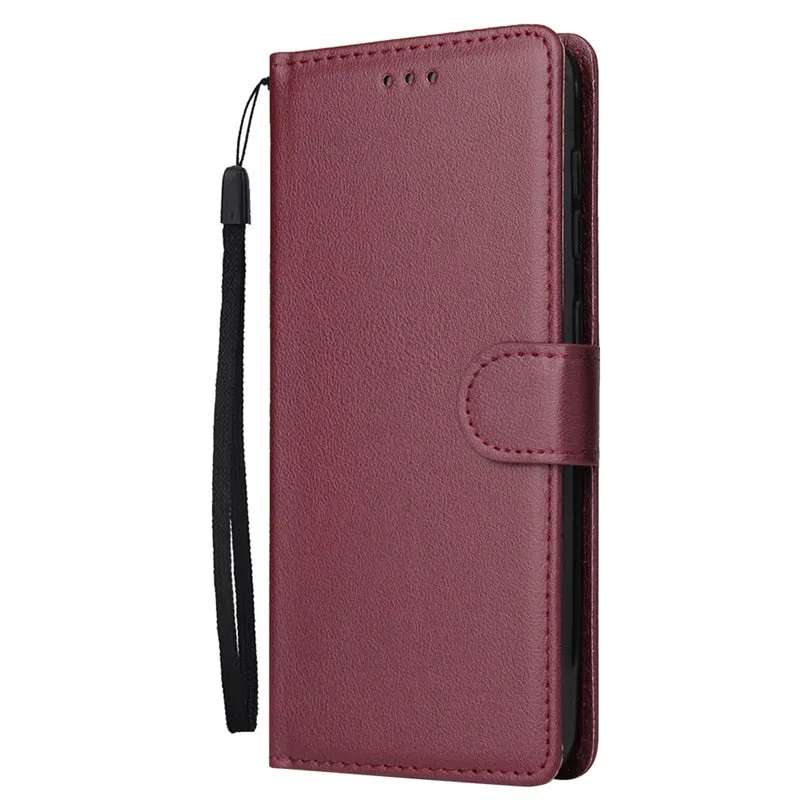 Anymob Samsung Maroon Leather Case Flip Wallet Phone Cover