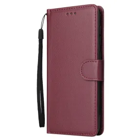 Anymob Samsung Maroon Leather Case Flip Wallet Phone Cover