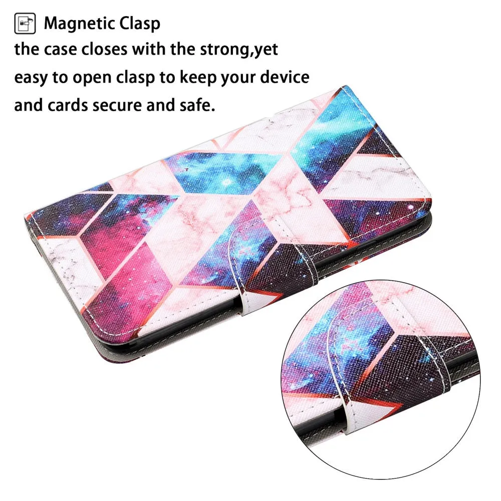 Anymob Samsung Multicolored Tribal Pattern Phone Case Magnetic Flip Leather Wallet Painted Cover
