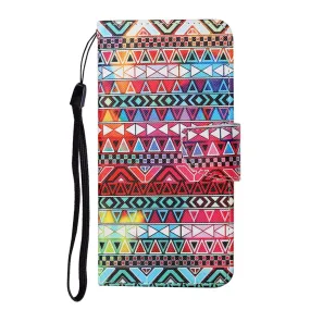 Anymob Samsung Multicolored Tribal Pattern Phone Case Magnetic Flip Leather Wallet Painted Cover