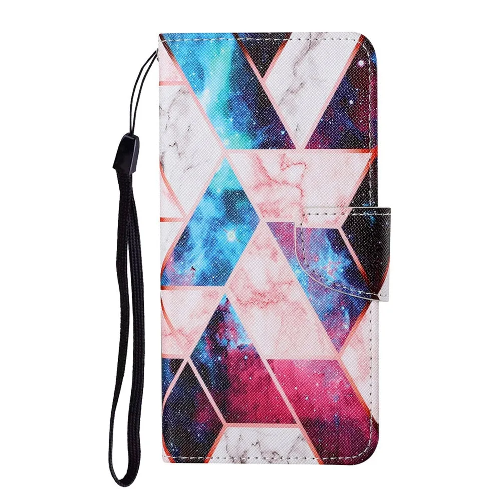 Anymob Samsung Ocean Blue Pattern Phone Case Magnetic Flip Leather Wallet Painted Cover
