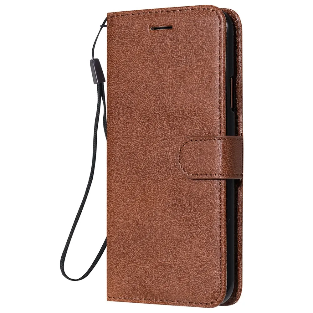 Anymob Samsung Phone Case Brown Leather Cover Flip Wallet