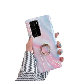 Anymob Samsung Pink And Lavender Marble Finger Ring Phone Case Soft Silicon Cover