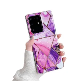 Anymob Samsung Purple Geometry Marble Case Silicon Phone Cover