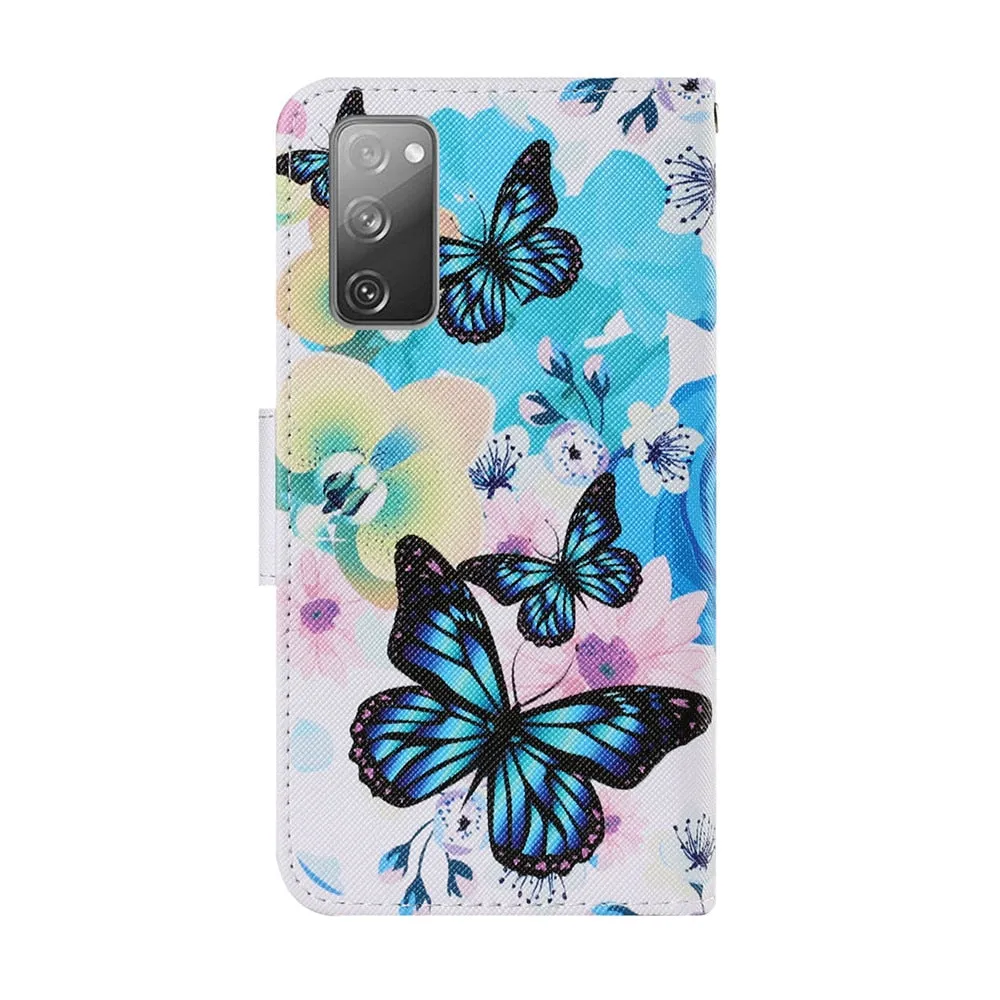 Anymob Samsung Red Lotus Butterfly Painted Case Flip Wallet Leather Phone Cover