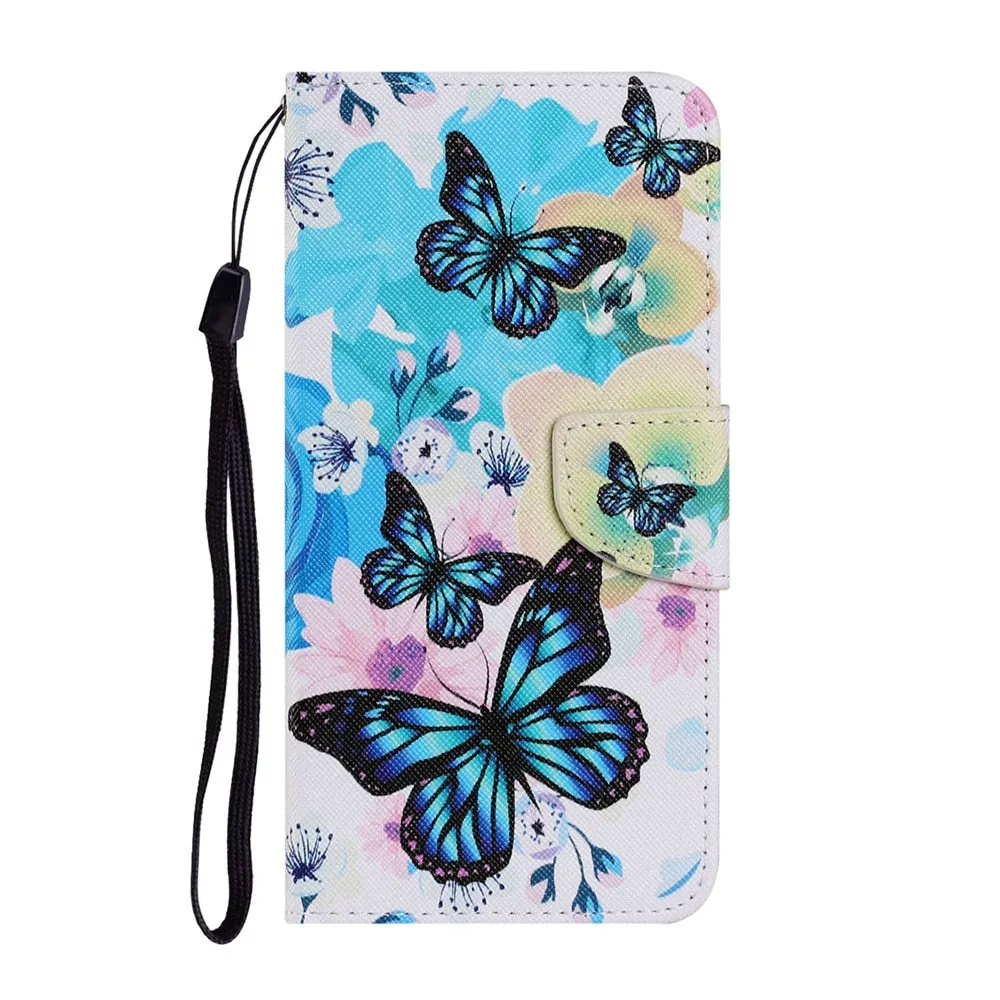 Anymob Samsung Red Lotus Butterfly Painted Case Flip Wallet Leather Phone Cover